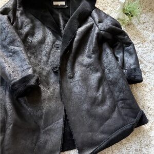 Calvin Klein Black fall winter long, oversized, petty coat Textured Jacket